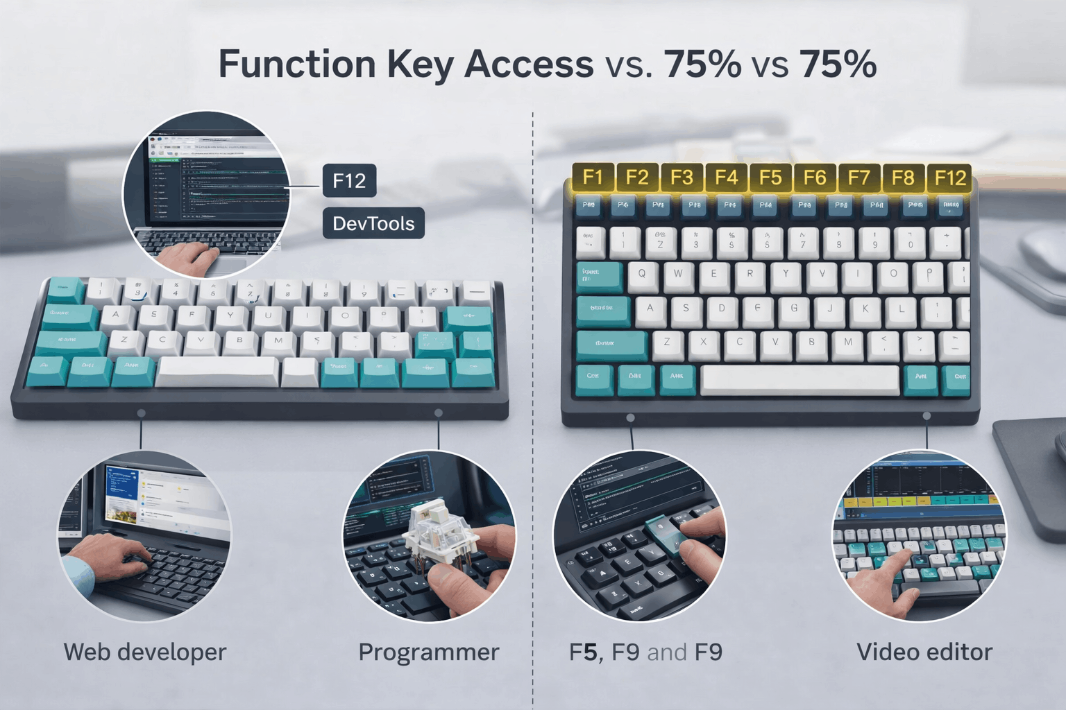 Function Key Access: 65% vs 75% Keyboards